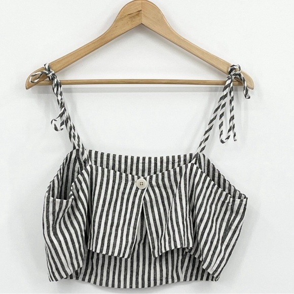 Madewell open back striped linen crop top - Picture 2 of 5